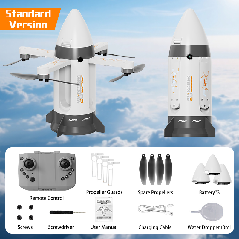 Brushless motor folding RC spray rocket with camera
