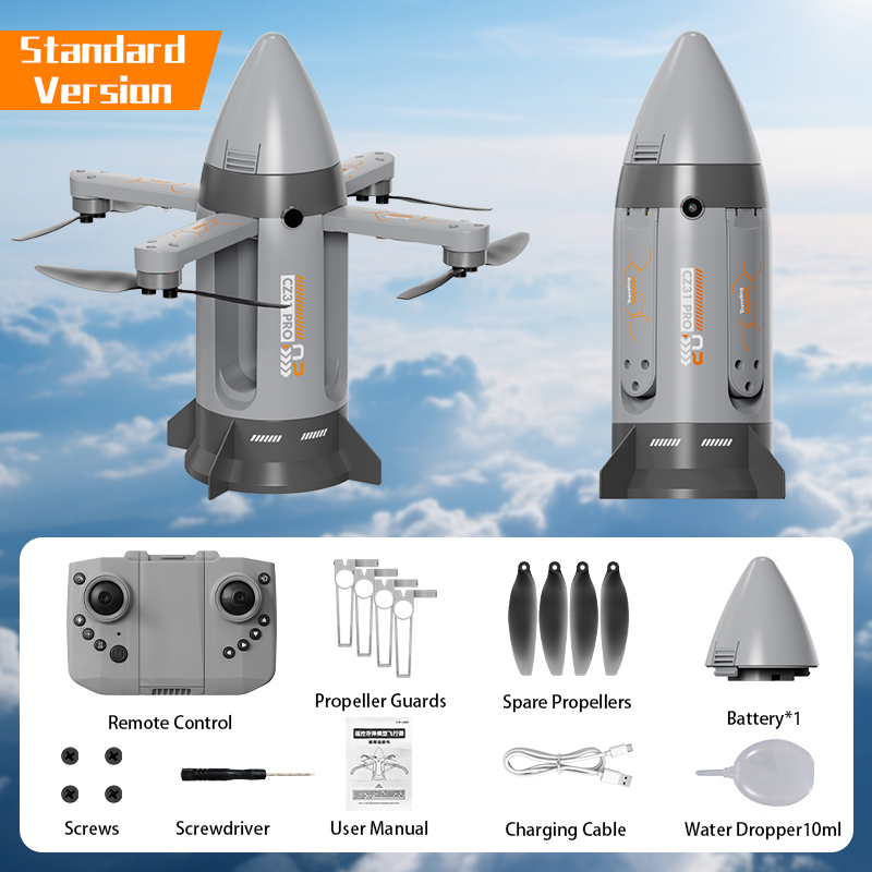 Brushless motor folding RC spray rocket with camera