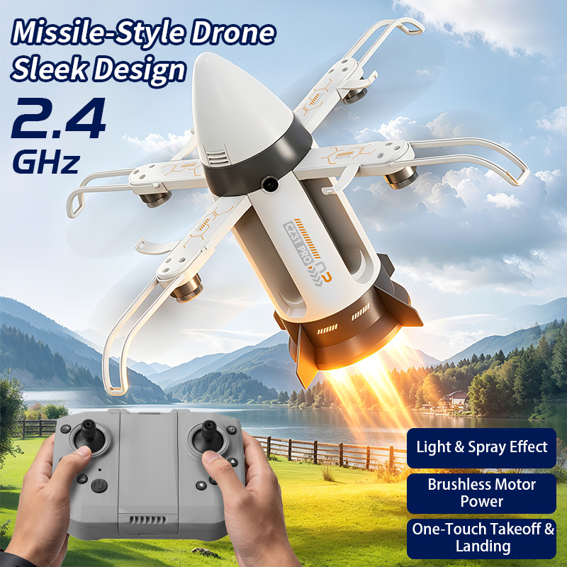 Brushless motor folding RC spray rocket with camera