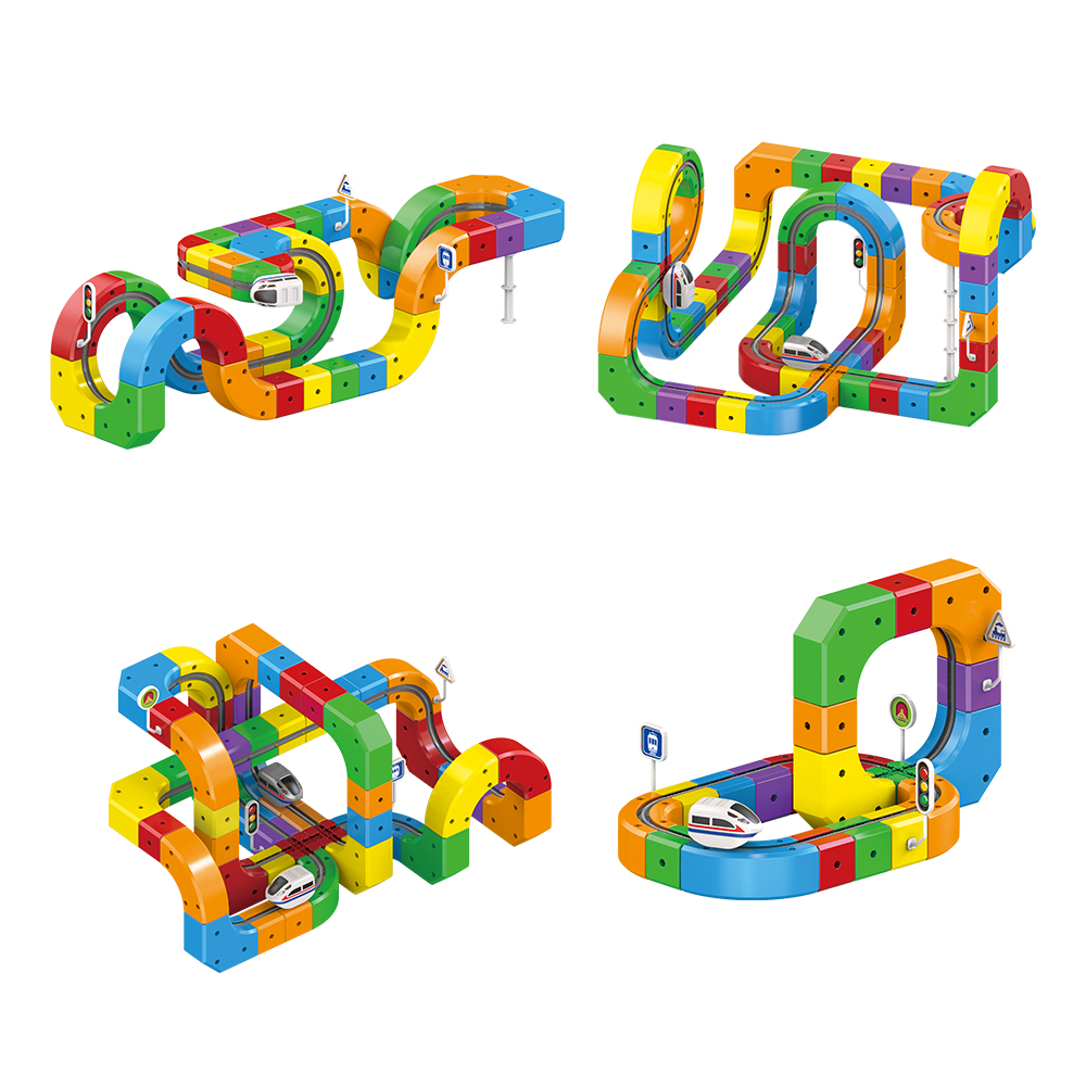 DIY Assembly 3D Building Block Track Car 81pcs