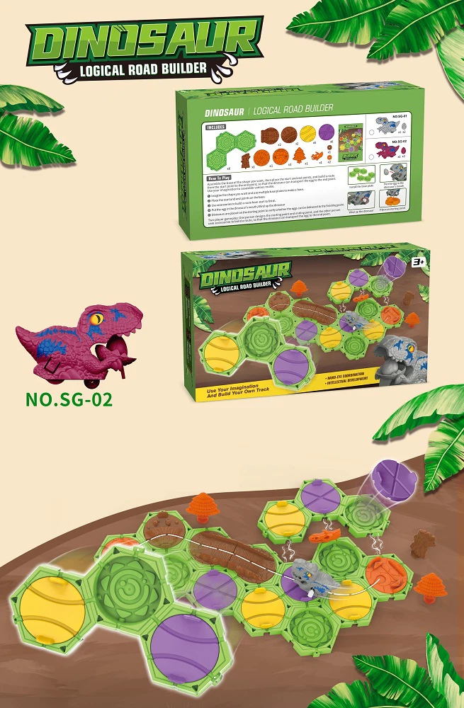 Dinosaur Road Building Game Logical Road Builder Game (Red) learning toy wholesale by CPS TOYS product detail image