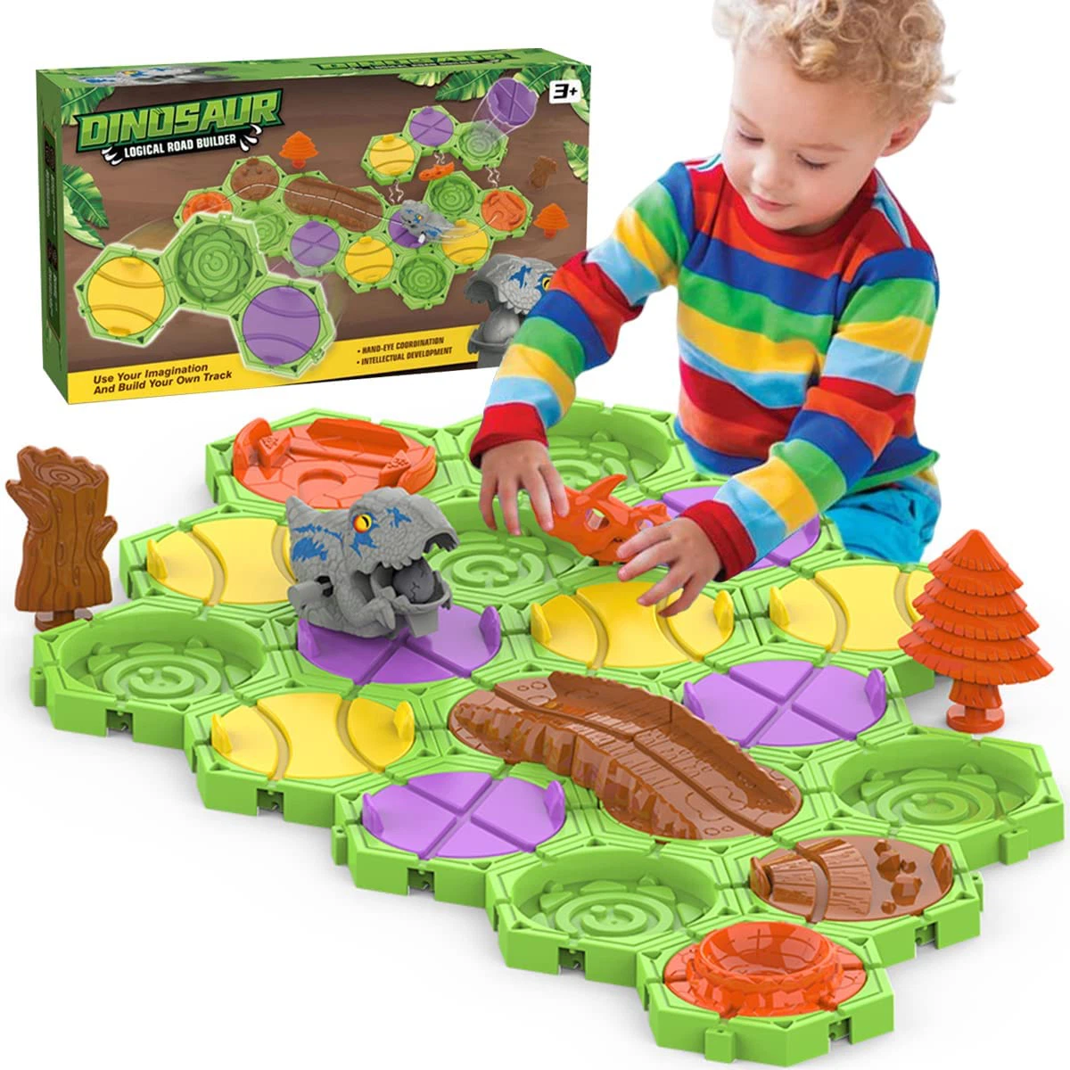 Dinosaur Road Building Game Logical Road Builder Game (Red) learning toy wholesale by CPS TOYS sample verification image