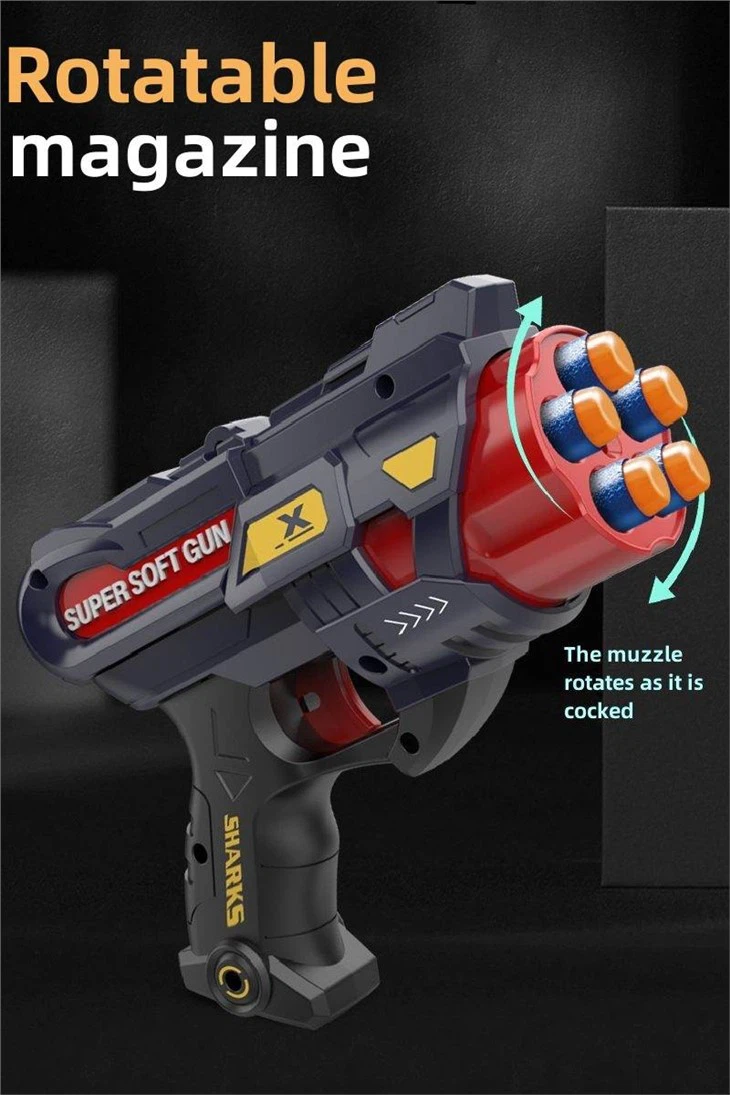 Rotating Magazines Automatically Loaded EVA Soft Bullets With Target Toy Gun