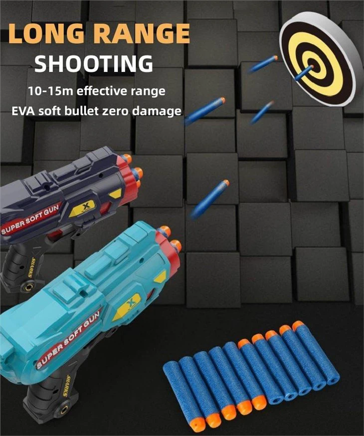 Rotating Magazines Automatically Loaded EVA Soft Bullets With Target Toy Gun