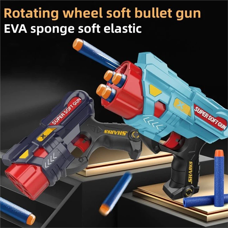 Rotating Magazines Automatically Loaded EVA Soft Bullets With Target Toy Gun