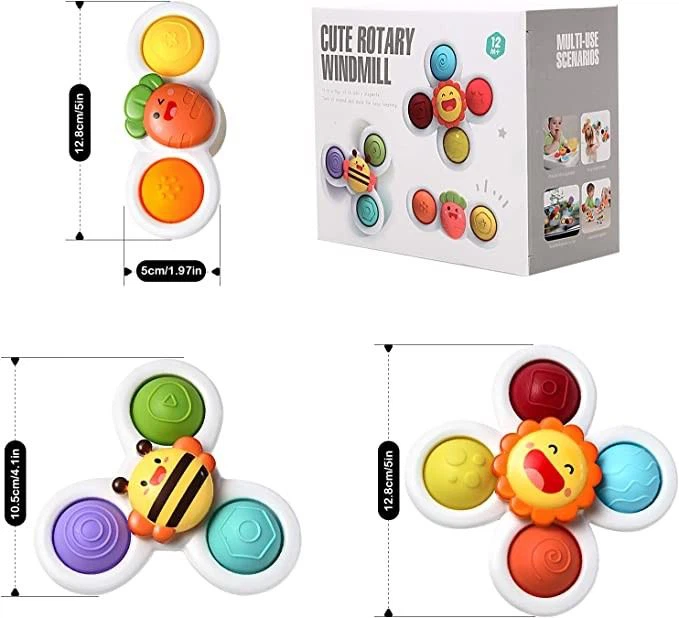 3 Pcs Suction Cup Spinner Toys