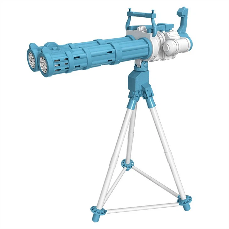 Blue Fire Double Barrel Electric Gatling Bubble Gun Fully Automatic Reload Extra Large