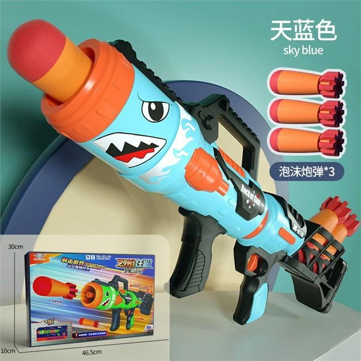 Toy Rocket Barrel Launcher Air Power Blaster Gun For Youth, Teens, Adults (Blue)