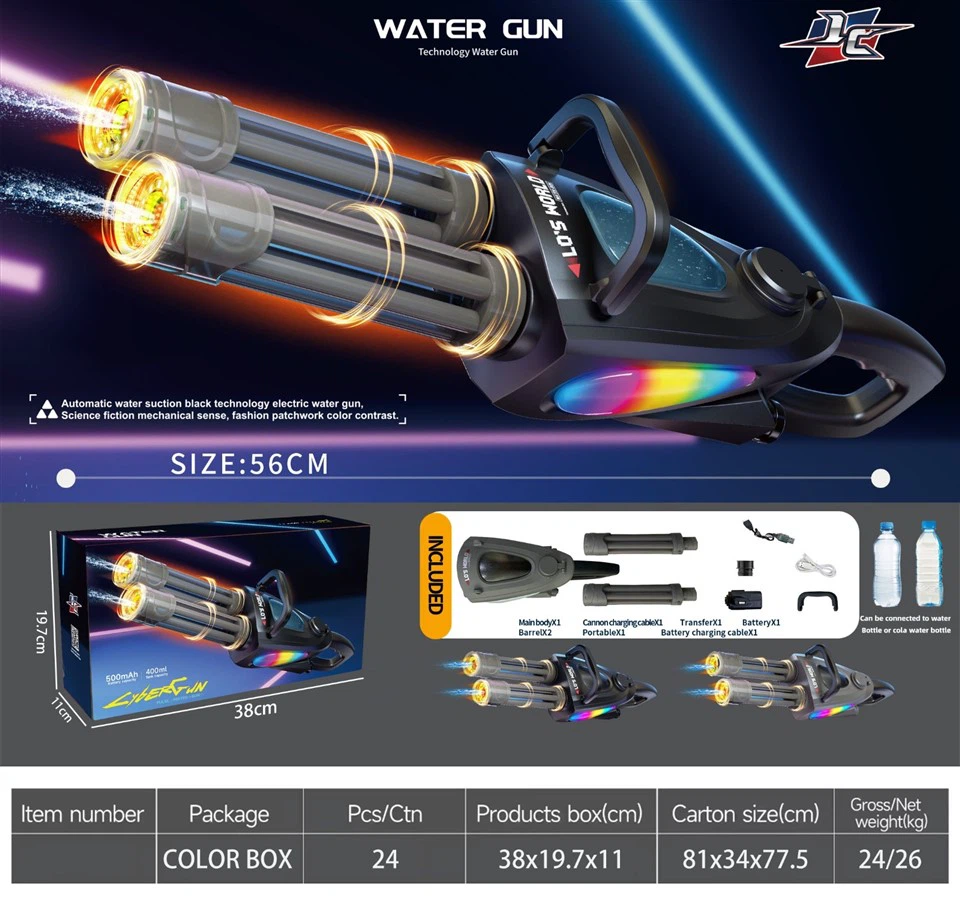 Luminous Transparent Barrel, Large Capacity, Ultra Long Endurance, Electric Continuous Firing Gatling Water Gun factory