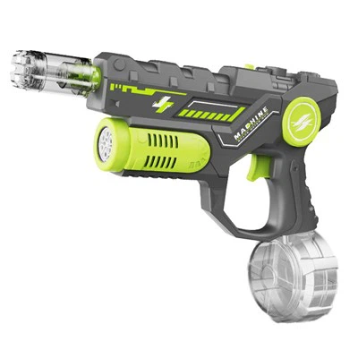 Electric water gun with glowing muzzle capable of emitting water column and bubbles