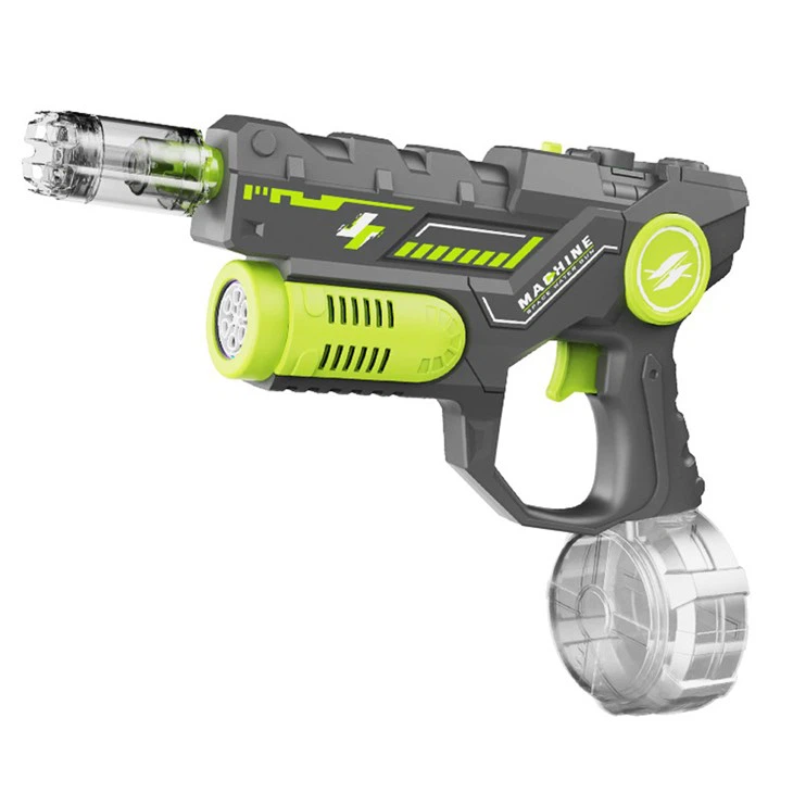 Electric water gun with glowing muzzle capable of emitting water column and bubbles
