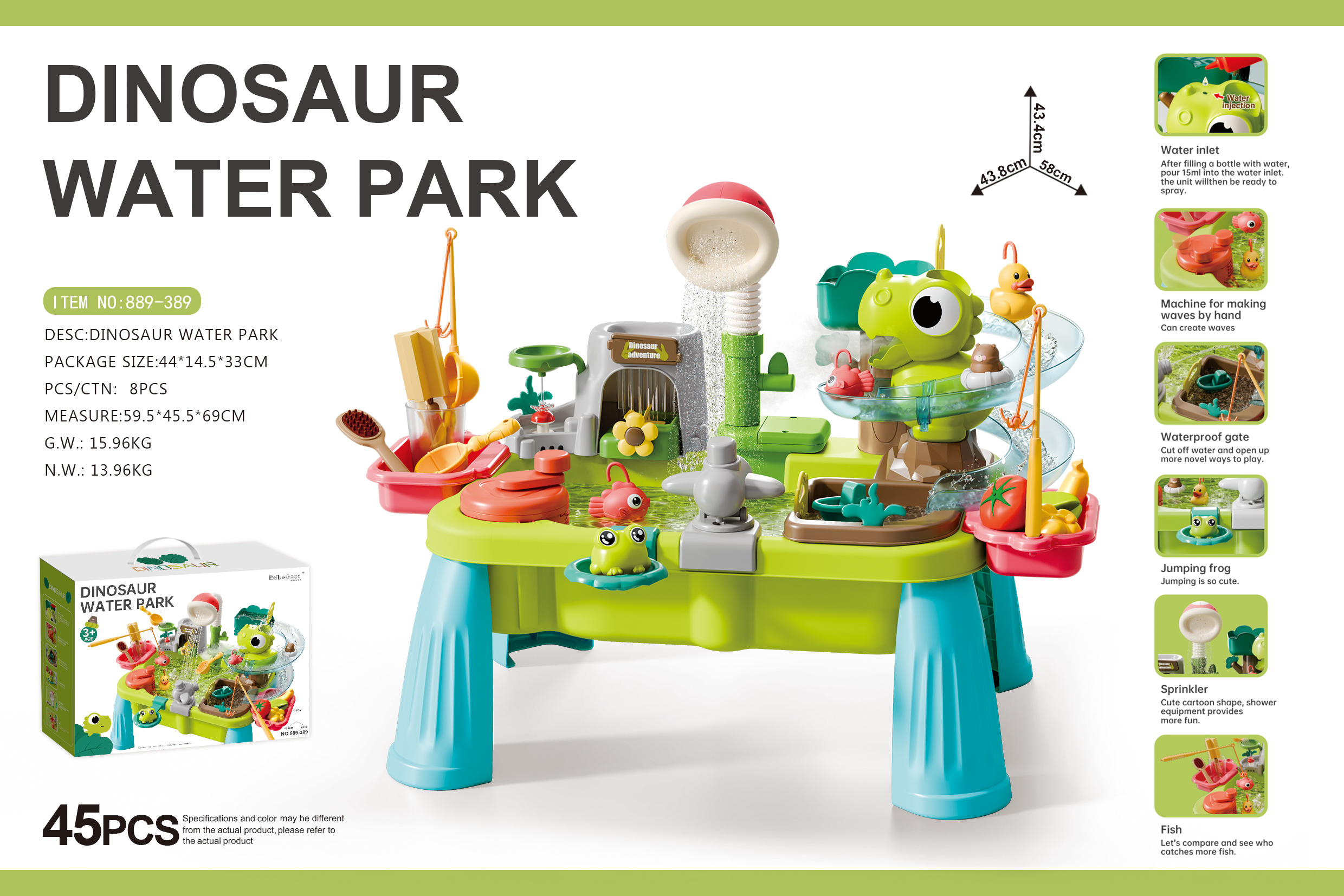 Dinosaur Water Play Set, Electric Water Spray Play Station w