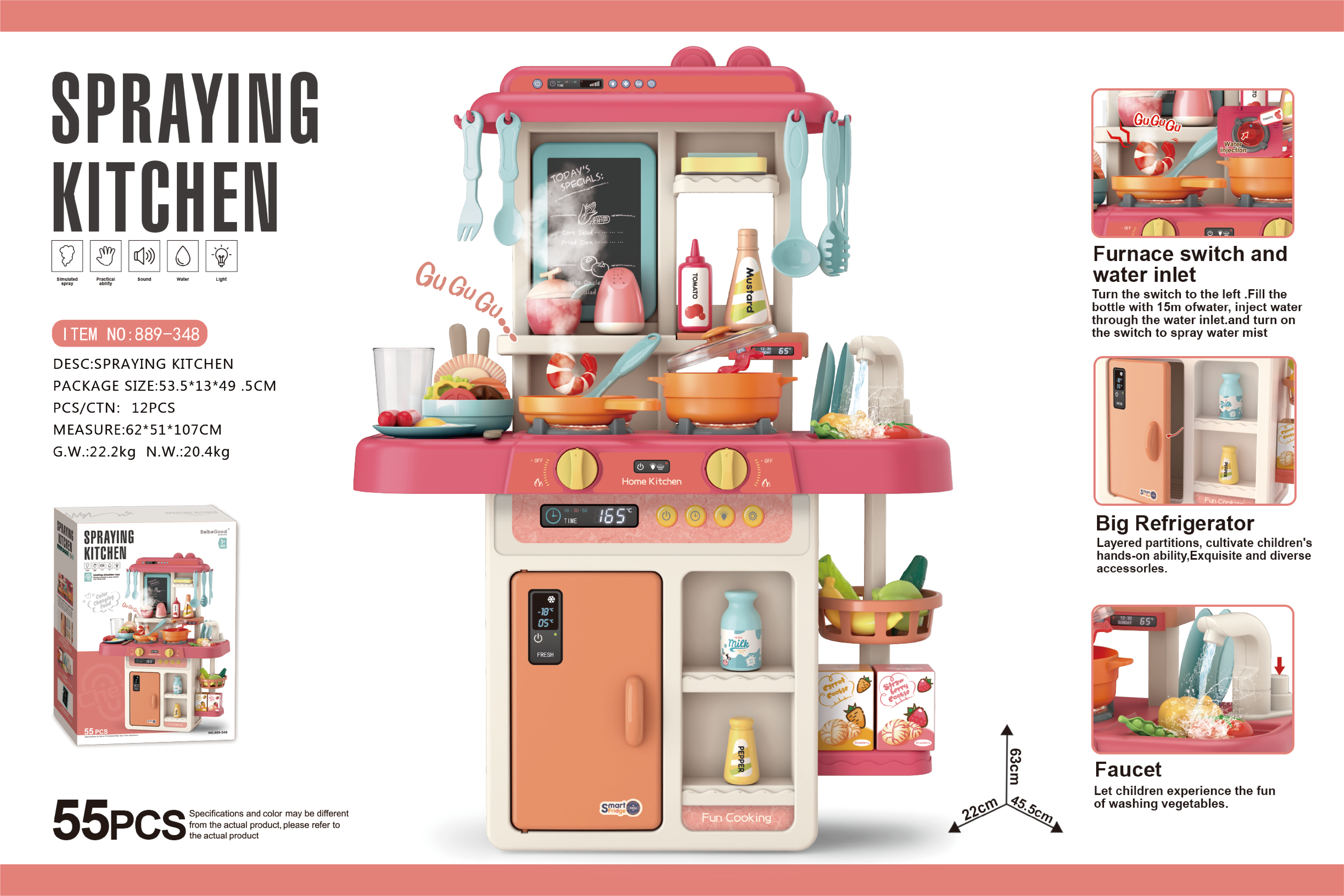 63 cm spray kitchen (with spray, lighting, water features) 4