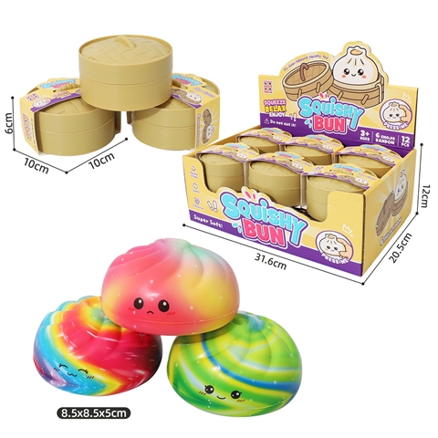 Rainbow Mini Bun Squishy with Steamer Display Box