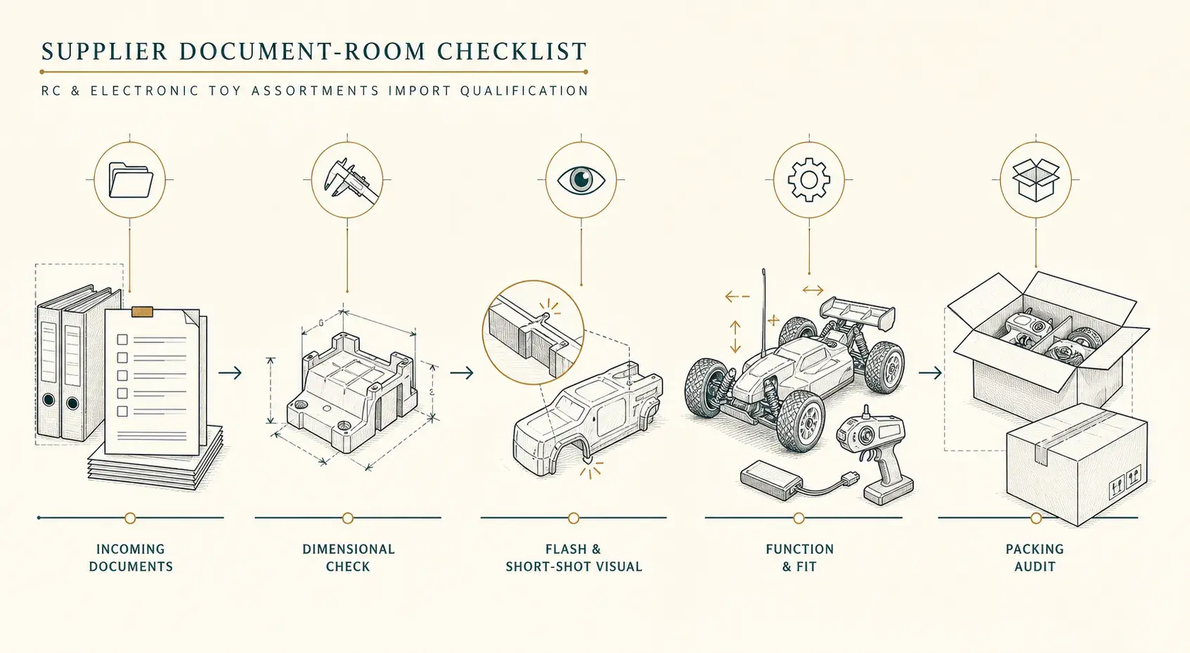 Explanatory diagram for Supplier document-room checklist for RC and electronic toy assortments import qu