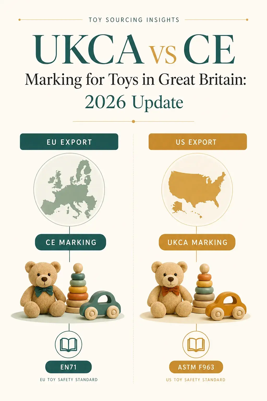 Explanatory diagram for UKCA vs CE Marking for Toys in Great Britain: 2026 Update