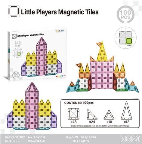 CPS351659 3.75-inch magnetic tiles, 100 pieces