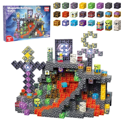 CPS347710 Crystal City 300-Piece Magnetic Building Blocks (Minecraft Magnetic Blocks, Minecraft Magnetic Build