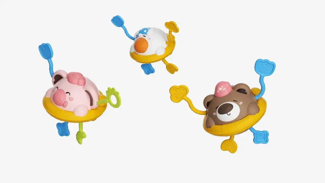 CPS342709 Cute Pet Omnidirectional Vehicle + Cute Pet Pull String Toys (Bear, Elephant, Du
