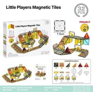 7.5 Magnetic Tiles 32-Piece Construction Vehicle Set