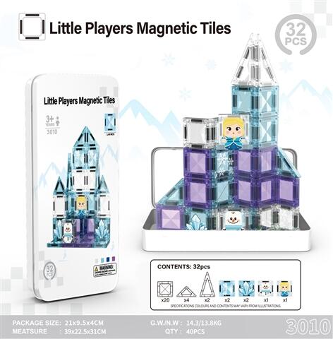 CPS351649 3.75-inch magnetic building blocks snowman, 32 pieces