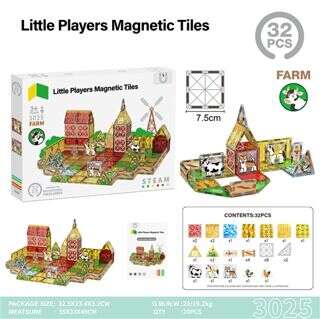 7.5 Magnetic Tiles 32-Piece Farm Animals